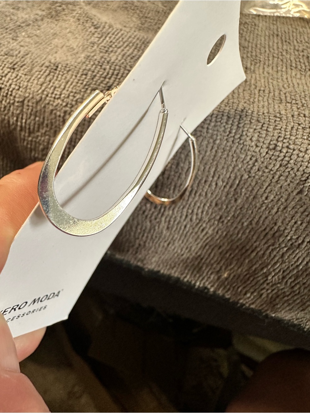 Vero Moda Polished Silver Oval Hoop Earrings